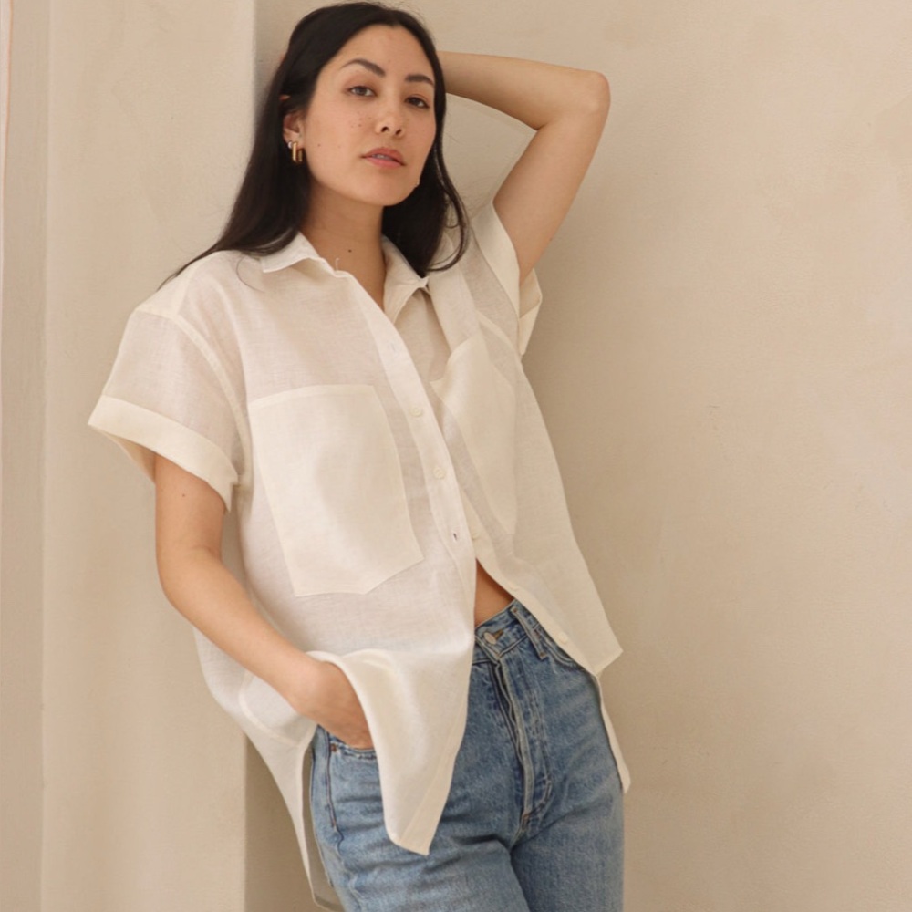 Power of My People Linen Top Wayward Fit- Medium